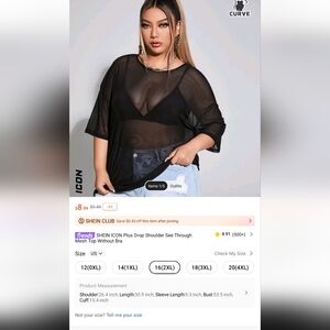 SET of 3 Shein Mesh Tops Without Bra 2XL and 4XL